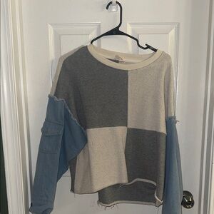 BiBi Colorblock Sweater - Gray, Cream, and Blue